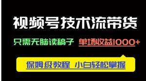 视频号技术流带货,只需无脑读稿子,单场收益1000+ 保姆级教程,小白轻…-创业资源网