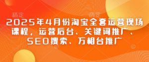 2025年4月份淘宝网整套经营当场课程内容,运营后台、关键词优化、SEO检索、万相台营销推广-创业资源网