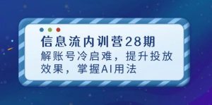 信息流广告内部培训营28期，解账户冷启难，提高投放效果，把握AI使用方法-创业资源网
