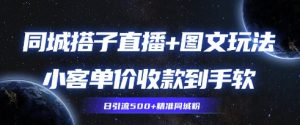 同城搭子图文+直播玩法拆解,小客单价收款到手软,引流500+精准同城粉-创业资源网