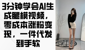 3min懂得AI形成腿模视频,零成本增粉转现,一件代发到手软-创业资源网