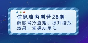 信息流广告内部培训营28期,解账户冷启难,提高投放效果,把握AI使用方法-创业资源网