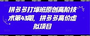 拼多多平台打穿班原创设计高级技术性第43期,拼多多平台高价位虚拟资源项目-创业资源网