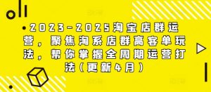 2023-2025淘宝店群经营,对焦淘宝店淘高客单游戏玩法,替你把握全链条经营玩法(升级4月)-创业资源网