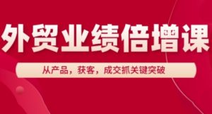 出口外贸业绩倍增课,从技术,拓客,交易量抓关键突破-创业资源网