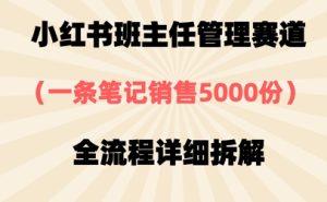 小红书的班主任管理跑道，一套材料卖出去5000份，全过程详尽拆卸-创业资源网