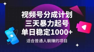 微信视频号分为方案,三天暴力行为养号游戏玩法 单日平稳1000-创业资源网