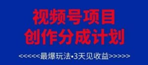 微信视频号写作分为方案,最爆游戏玩法,3天见盈利,运单号每月能够产出率3k ,可引流矩阵-创业资源网
