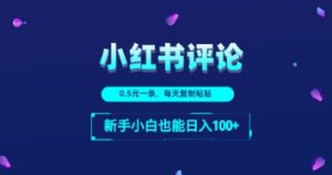 小红书的评论区留言:一条0.5元,每日拷贝,新手入门也可以日入1张-创业资源网