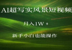 AI超写实风景短视频,月入1w,新手小白都能操作-创业资源网