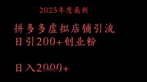 拼多多复制黏贴日引200 付钱自主创业粉,月入1w全新实例教程-创业资源网