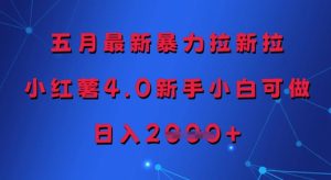 五月全新暴力行为引流拉,小红书4.0新手入门能做,日入好几张-创业资源网