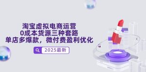 淘宝虚拟网店运营，0成本费一手货源三种招数，门店多爆品，微付钱赢利提升-创业资源网