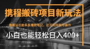 携程网全新打金转现新项目，靠运送爆品手记，新手也可以日入4张 ，后面还可实现引流矩阵盈利-创业资源网