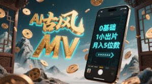 AI一键生成古风音乐MV,0视频剪辑基本1钟头出菲林,多种多样变现渠道,一部手机月入5个数-创业资源网