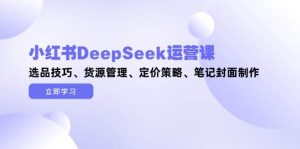 小红书的DeepSeek运营课，选款方法、一手货源管理方法、价格策略、手记封面设计-创业资源网