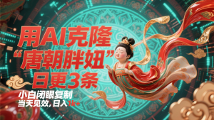 用AI复制“唐代肥妞”日更3条,服务平台玩命拉流,新手闭上眼拷贝,当日奏效,日入1k-创业资源网