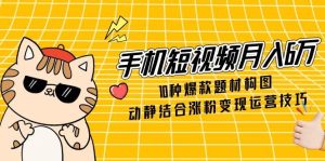 手机小视频月入6万,10种爆品主题构图法,情景交融增粉转现运营方法-创业资源网