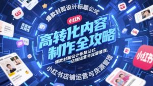 高转化内容创作攻略大全,爆品版面设计文章标题公式计算,小红书店铺运营与一手货源管理方法-创业资源网