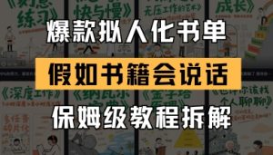全新爆品拟人推荐书单游戏玩法，倘若书本会讲话，家庭保姆级实例教程-创业资源网