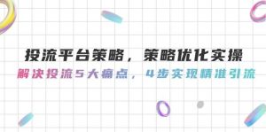 投流平台策略,策略优化实际操作,处理投流5大瓶颈,4步完成精准引流方法-创业资源网