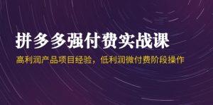 拼多多平台强付钱实战演练课-44期,高利润产品工作经验,低利润微付钱环节实际操作-创业资源网