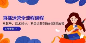 直播运营全流程课程-5月更新:从起号、话术设计、罗盘运营到微付费投放等-创业资源网