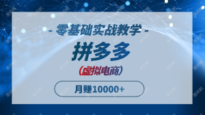 拼多多平台虚似电子商务,零基础实战教学,迅速打穿产品,初学者也可以月入10000-创业资源网