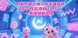 AI制做近期爆红月半猫视频,88个作品增粉15.3w,一条视频教会我们-创业资源网