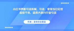 小红书精准吸引男性粉丝秘籍:超实用引流技巧,当天实现流量变现-创业资源网