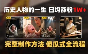 历史人物的一生 日均涨粉1W+,完整制作方法 傻瓜式全流程-创业资源网