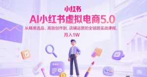 AI小红书虚拟电商5.0,从精准选品、高效创作到,店铺运营的全链路实战课程,月入1W-创业资源网