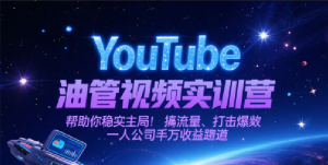 YouTube油管视频实训营,帮助你稳入局、搞流量、打爆款,一人公司千万收益赛道-创业资源网