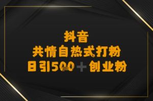 日引500+创业粉,抖音共情自热式打粉-创业资源网