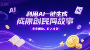 利用AI一键生成原创民间故事,无限制生成,条条爆款,日入多张-创业资源网