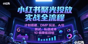 小红书聚光投放实战全流程，计划搭建、DMP玩法、A/B测试，私信成本10倍降低目标-创业资源网