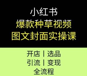 小红书爆款种草视频图文封面实操课,开店、选品、引流、变现全流程-创业资源网