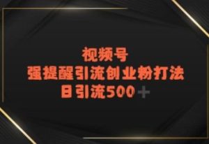 视频号强提醒引流,日引流500+精准创业粉?-创业资源网