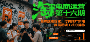 淘宝电商运营第十六期,自然搜索优化,付费推广策略,底层逻辑+核心操作-创业资源网