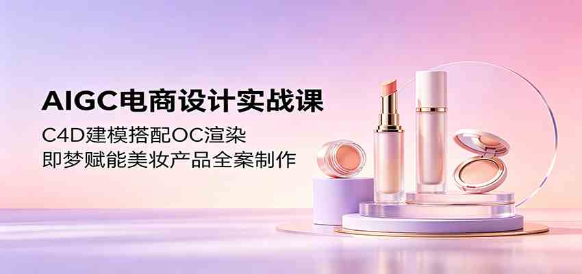 AIGC电商设计实战课：C4D建模搭配OC渲染，即梦赋能美妆产品全案制作-创业资源网