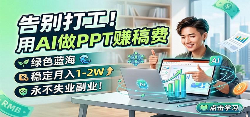 告别打工！用AI做PPT赚稿费，绿色蓝海，稳定月入1-2W，永不失业副业！-创业资源网