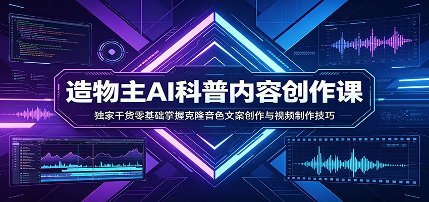 AI科普内容创作课：独家干货零基础掌握克隆音色文案创作与视频制作技巧-创业资源网