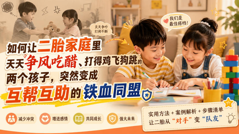 付费文章：如何让二胎家庭里天天争风吃醋、打得鸡飞狗跳的两个孩子，突然变成互帮互助的铁血同盟？-创业资源网