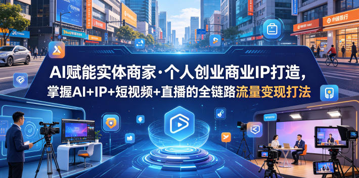 AI赋能实体商家·个人创业商业IP打造，掌握AI+IP+短视频+直播的全链路流量变现打法-创业资源网