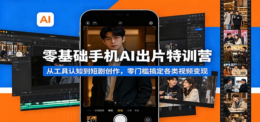 零基础手机AI出片特训营：从工具认知到短剧创作，零门槛搞定各类视频变现-创业资源网