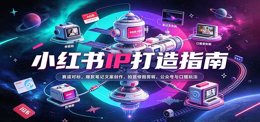 小红书IP打造指南:赛道对标,爆款笔记文案创作,拍摄修图剪辑,公众号与口播玩法-创业资源网