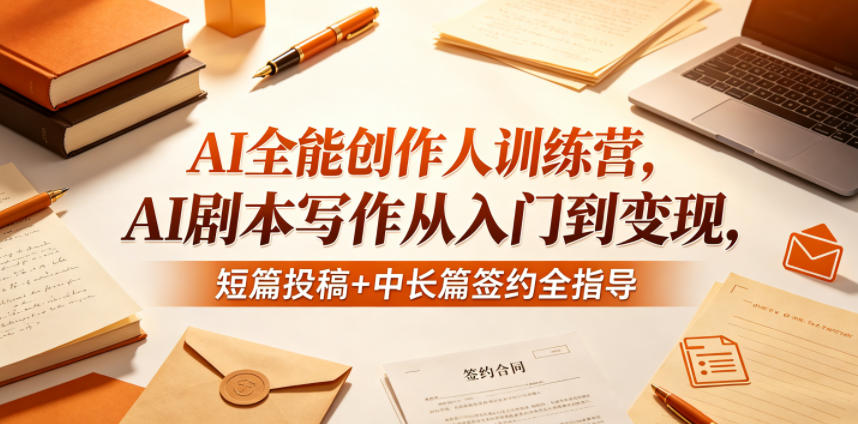 AI全能创作人训练营，AI剧本写作从入门到变现，短篇投稿+中长篇签约全指导-创业资源网