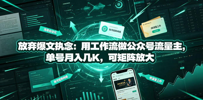 放弃爆文执念：用工作流做公众号流量主，单号月入几K，可矩阵放大-创业资源网