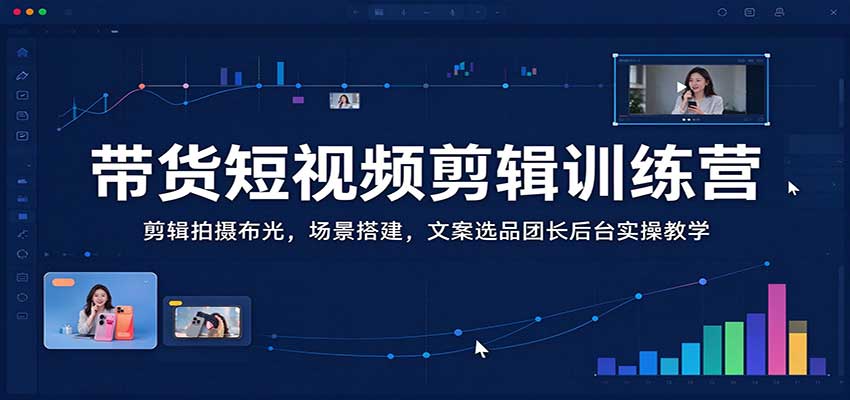 带货短视频剪辑训练营：剪辑拍摄布光，场景搭建，文案选品团长后台实操教学-创业资源网