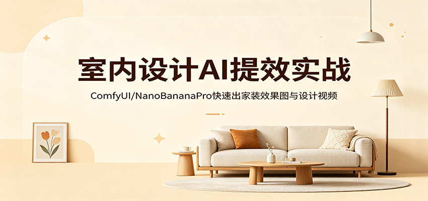 室内设计AI提效实战：ComfyUI/NanoBananaPro快速出家装效果图与设计视频-创业资源网